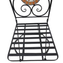 Set Tavolino e 2 Sedie da Giardino in Metallo Mosaico Nero Arancione e Bianco 