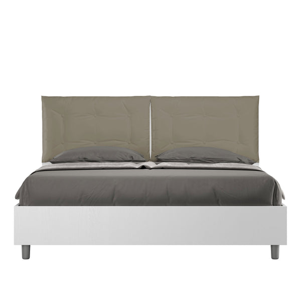 online Letto Matrimoniale Struttura Bianco Frassico con Cuscini in Similpelle Egos Annalisa Cappuccino Varie Misure