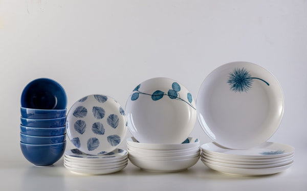 acquista Service d'assiettes 24 pièces en porcelaine blanche