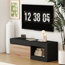 Mobile TV Moderno da 60" con Armadietto 140x40x48 cm 2 Ante e Ripiano Aperto in Legno Ingegnerizzato Nero e color Legno      