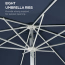 Ombrellone da Giardino ad Altezza Regolabile Ø2,92x2,42m in Metallo e Poliestere Blu Scuro