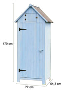 Casetta Box da Giardino 77x55xH179 cm in Legno di Abete 10mm Azzurro Armoire