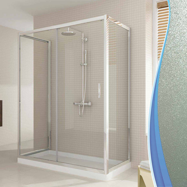 Cabine de Douche Rectangulaire 3 Côtés 1 Porte Coulissante Cristal H198 Fosterberg Viborg Trio sconto