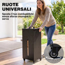 Contenitore per Pellet 45 kg 36,5x36,5x85,5 cm con Coperchio Ruote e Setaccio in Acciaio Laminato a Freddo Nero      