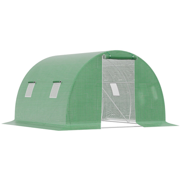 sconto Serre Tunnel 300x300x200 cm Porte Battante et 4 Fenêtres Vertes