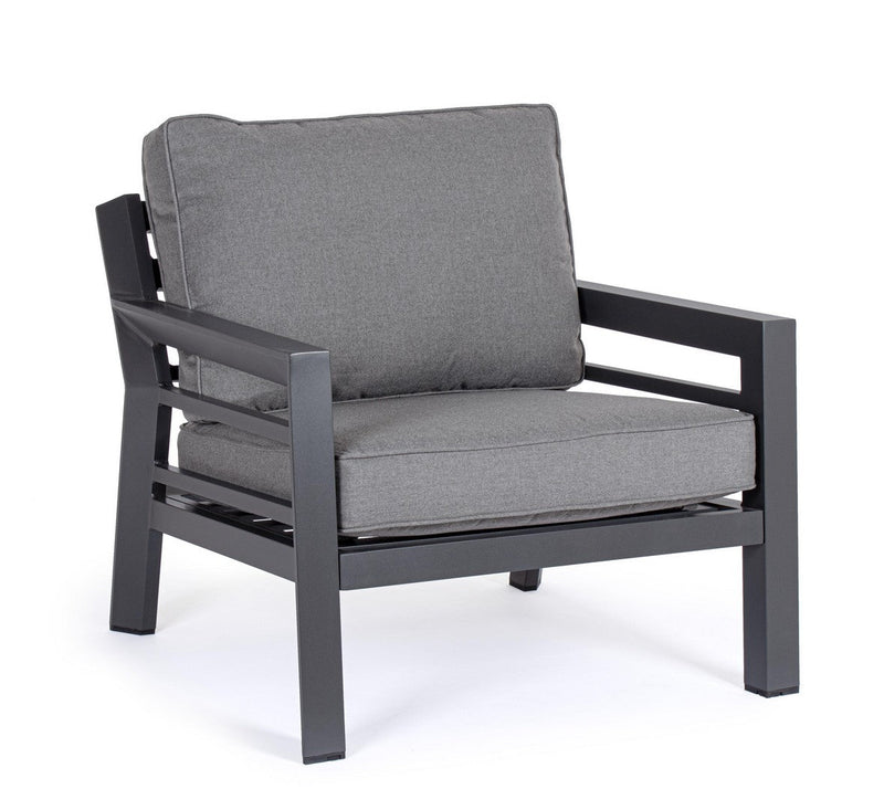 Set 2 Poltrone con Cuscini da Giardino 80x85x88 cm in Alluminio Hendrix Antracite