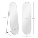 Specchio a Figura Intera da Terra 40x41x159 cm con Supporto Pieghevole in Vetro e Metallo Bianco  