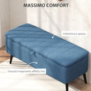 Panca Contenitore 102x40x44 cm Poggiapiedi Imbottito in Tessuto Effetto Lino Blu Scuro      