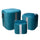 Lot de 3 Poufs de Rangement en Tissu Velours Turquoise