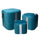 Lot de 3 Poufs de Rangement en Tissu Velours Turquoise