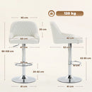 Set 2 Sgabelli da Bar 47x52x86-108A cm con Schienale Girevoli e Regolabili in Finta Pelle Bianco      