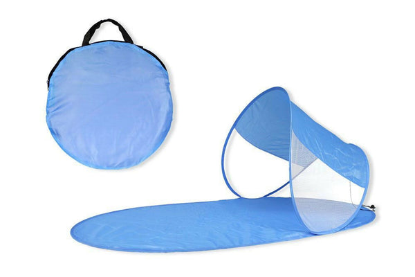 acquista Natte de Plage 139x66x58 cm Structure Pop Up avec Parasol Tissu Imperméable Bleu Clair