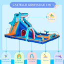 Castello Gonfiabile per Bambini Scivolo Piscina e Parete da Arrampicata 