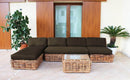 Poltrona Componibile Polinesia con Cuscini 75x87x105 cm in Rattan Marrone