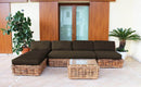 Chaise Longue Polinesia con Cuscini 75x87x170 cm in Rattan Marrone