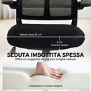 Sedia da Ufficio Ergonomica 64x69,5x110-120 cm con Braccioli Ribaltabili Dondolo e Altezza Regolabile in Rete Nero      