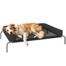 Brandina per Cani Rialzata 110x75x30 cm con Cuscino a U in Tessuto Nero e Argento   