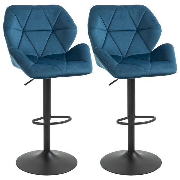 acquista Set 2 Tabourets de Bar 57x58x97-117 cm en Polyester Velours Bleu