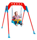 Altalena da Giardino 1 Posto 145x125x136 cm Corde in Metallo Rosso e Blu