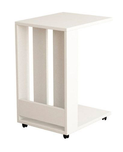 Table basse Edi 37x45x60 cm blanc PC et porte-revues prezzo