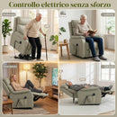 Poltrona Elettrica Alzapersona 87x96x105 cm Reclinabile 170° con 2 Motori Telecomando e Poggiapiedi in Pelle Finta Traspirante Crema      