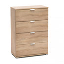 Cassettiera 4 Cassetti Naturale 60x38x85 h cm in Truciolare bilaminato Marrone chiaro