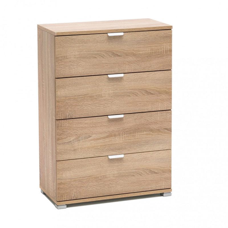 Cassettiera 4 Cassetti Naturale 60x38x85 h cm in Truciolare bilaminato Marrone chiaro