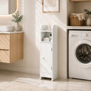 Mobile Bagno Slim Salvaspazio 18x20x80 cm con Armadietto e Ripiano in MDF Bianco      