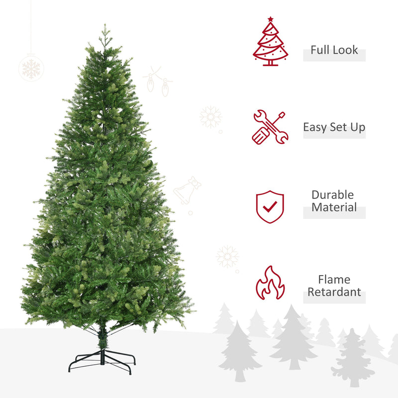 Albero di Natale Artificiale H228 cm 2056 Rami Decorato con Base in Metallo Verde