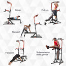 Stazione Multifunzione Pieghevole per Sollevamenti Trazione Addominali Flessioni  Nera e Rossa