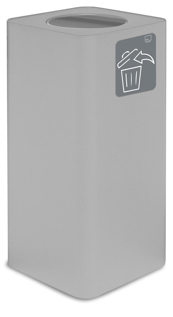 Poubelle de collecte 38x38xh80 cm en acier peint avec couvercle basculant blanc sconto