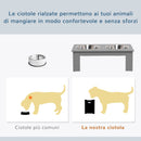 Ciotole Rialzate per Cani Taglia Piccola 2 Ciotole in Acciaio Supporto in MDF Grigio Chiaro   
