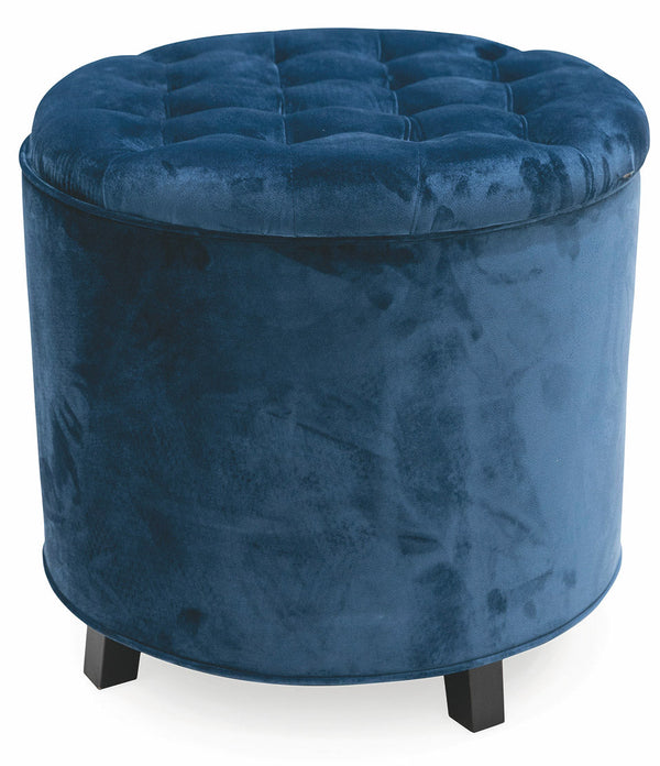 online Pouf Repose-pieds Container Ø55x55 cm en Velours Soriani Bleu