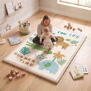 Tappeto Gioco per Neonati 0-3 Anni 150x200x3 cm Antiscivolo e Impermeabile con Animali in Spugna e Flanella      
