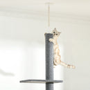 Albero Tiragraffi per Gatti a Soffitto 4 Livelli 43x27x228-260cm Altezza Regolabile Grigio