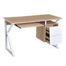 Scrivania da Ufficio con Cassetto e Ripiano Tastiera Estraibile in Acciaio e Legno Bianco Rovere 120x60x76 cm 