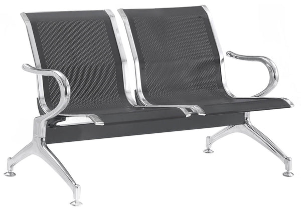 Panca per Sala Attesa 2 Posti in Acciaio da Ufficio Tosini Nero