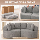 Divano 3 Posti Senza Struttura 207x107x62 cm con 6 Cuscini in Ciniglia Grigio Chiaro      