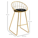 Set 2 Sgabelli Alti da Bar 52,5x47x97 cm in Metallo Oro