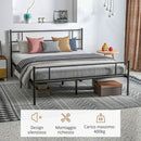Struttura Letto Matrimoniale 160x200 cm in Acciaio con Doghe Integrate Nero