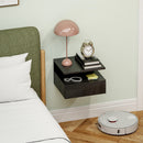 Comodino Sospeso 35x32x22,5 cm con Cassetto e Ripiano Aperto in Legno Nero Lucido  