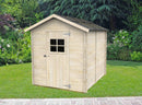 Casetta Box da Giardino per Attrezzi 178x218 cm con Porta Finestrata in Legno Naturale