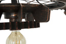 Lampadario Ingranaggio Double Ø73,5x16 cm in Ferro e Legno Nero e Rame