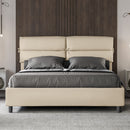 Letto Matrimoniale con Alzata Comoda Imbottito in Similpelle Nandy Tortora Varie Misure