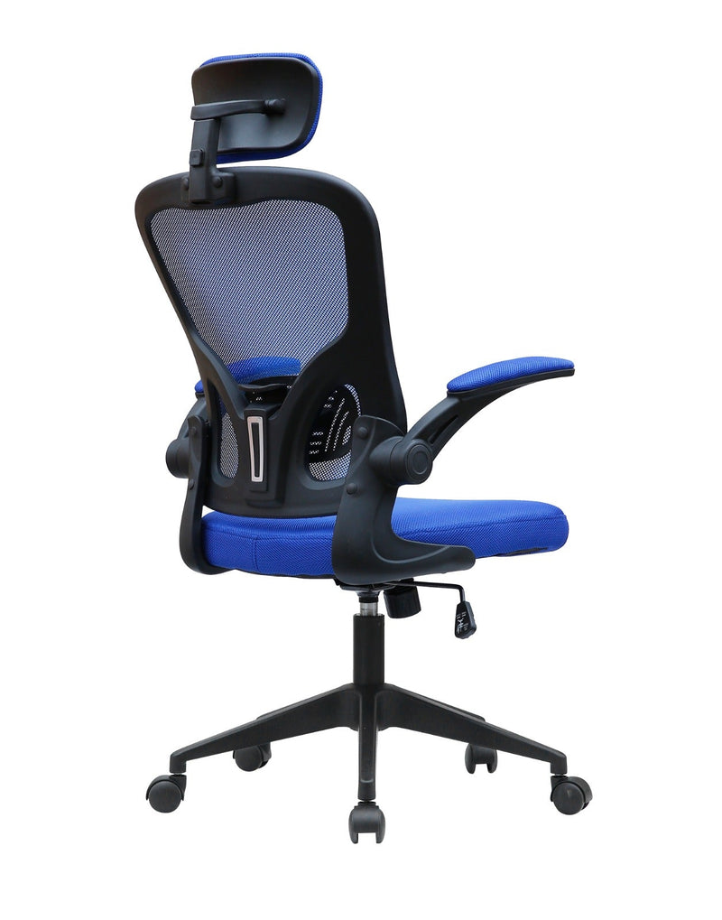 Sedia Poltrona Direzionale da Ufficio 63x62x117 cm in Tessuto a Rete Blu