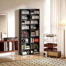 Libreria Porta CD e DVD 78,5x24x175 cm con 14 Ripiani Regolabili Nero   