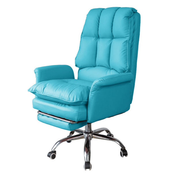 Sedia Poltrona da Ufficio Presidenziale Imbottita con Poggiapiedi Azzurro prezzo