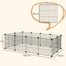 Recinto per Animali Modulabile e Multilivello 140x70x35 cm con 12 Pannelli e Bordi Arrotondati in Metallo e ABS Nero   
