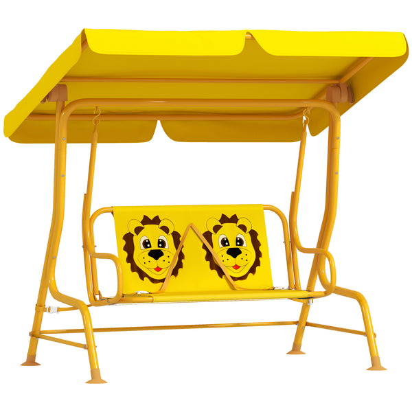 sconto Dondolo per Bambini da Giardino a 2 Posti 112x75x120 cm con Cinture di Sicurezza Giallo