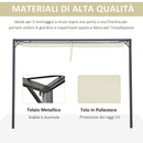 Pergola da Giardino a Parete 3x3m Tettuccio Scorrevole in Metallo Crema